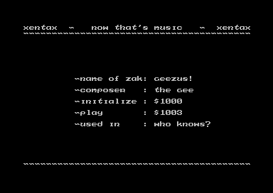 Xentax Zax Geezus